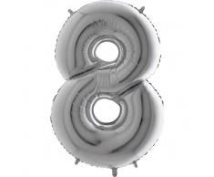 Trendario Folienballon Zahl 8 (Silber) - XXL Riesenzahl 100cm Ballon - Helium Luftballons für Geburtstag, Partydeko, Hochzeit (Zahl 0, Silber)