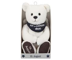 Depesche 8139.223 - Schutzengel Bär aus Plüsch, ca. 9 cm, mit Datum 10. August, Geschenk für Geburtstag, Jahrestag oder Hochzeitstag