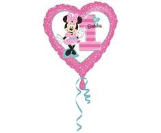 amscan 3435001 Folienballon Minnie 1st Birthday, Mehrfarbig