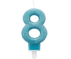 amscan 9900769 7,6 cm Glitzerzahl 8 Geburtstagskerze