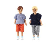 Lundby 60-806500 - Puppen für Puppenhaus - 2 Jungen - Brüder - Kinder - gelenkig und beweglich - Zubehör - Figuren - ab 3 Jahre - Maßstab 1:18 - Minipuppen, Biegepuppen