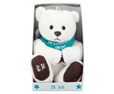 Depesche 8139.210 - Schutzengel Bär aus Plüsch, ca. 9 cm, mit Datum 28. Juli, Geschenk für Geburtstag, Jahrestag oder Hochzeitstag