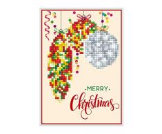 Pracht Creatives Hobby DDG-010 - Diamond Dotz Grußkarte Weihnachtskugeln Merry Christmas, ca. 12,6 x 17,7 cm groß, funkelnde Klappkarte mit Diamanten zum Verschenken, inklusive Briefumschlag