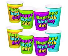 Folat 65331 Happy Birthday Sterne Becher 250 Ml-8 Stück