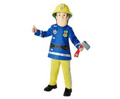 Jungen Feuerwehrmann Sam Feuerwehrmann + Maske & AXT Büchertag Cartoon Halloween Kostüm Kleid Outfit - Blau, Blau, 3-4 Years