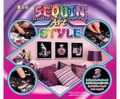 MAMMUT 8081044 - Sequin Art Style 3 Paillettenbilder Pop Art 2, Bastelset mit 3 Styropor-Rahmen, 3 samtige Bildvorlagen, Pailletten, Steckstiften, Anleitung, für Kinder ab 8 Jahre