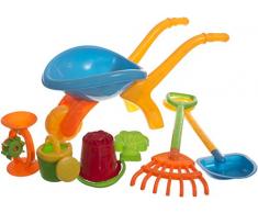 Bieco 06087811 - Sandspielzeug Set mit Schubkarre und Zubehör, 7 teilig