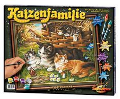 Schipper 609130361 - Malen nach Zahlen - Katzenfamilie - Bilder malen für Erwachsene, inklusive Pinsel und Acrylfarben, 40 x 50 cm