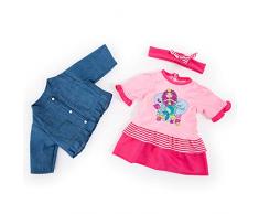 Bayer Design 84682AA Puppenkleidung für 40-46cm Puppen, Kleid, Jacke und Haarband, Outfit, Set mit Meerjungfrau, pink, blau