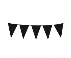 Boland 74702 - Mini-Wimpelkette, 1 Stück, Größe 11 x 14 x 300 cm, schwarz, Fahnenkette, Hängedekoration, Foliengirlande, Mottoparty, Halloween, Karneval, Jubiläum, Trauerfeier