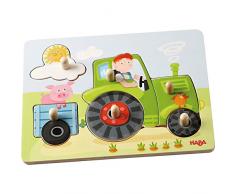 HABA 302535 - Greifpuzzle Peters Bauernhof, 6-teiliges Holzpuzzle mit großen, griffigen Holzknöpfen, Holzspielzeug ab 12 Monaten