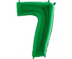 Trendario Folienballon Zahl 7 (Grün) - XXL Riesenzahl 100cm Ballon - Helium Luftballons für Geburtstag, Partydeko, Hochzeit (Zahl 0, Silber)