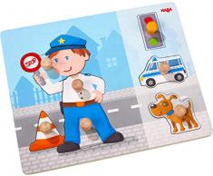 HABA 304590 - Greifpuzzle Polizeieinsatz, 7-teiliges Holzpuzzle mit Polizei-Motiven und großen, griffigen Holzknöpfen, Holzspielzeug ab 12 Monaten