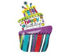 Anagram 2193701 - Party und Dekoration - Folienballon Super Shape - Funky Geburtstagstorte, circa 94 x 61 cm