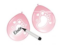 Folat 6 Ballons Füßchen rosa, zum selbstbeschriften, ca. 30 cm
