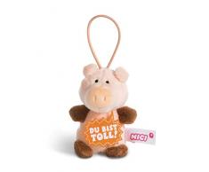 Nici 44865 Anhänger Schwein mit Spruch Du bist toll 8cm mit Loop, rosa/braun