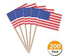 Gifts 4 All Occasions Limited SHATCHI-1184 Shatchi 200 Stück USA USA Amerika Flagge Picks Cocktail Sticks Cupcake Topper für Patriotische Motto-Party 4. Juli Dekorationen mehrfarbig