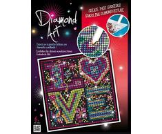 MAMMUT 8181610 - Diamond Art Bastelset, Love, Komplettset mit Styropor-Unterlage, Bildvorlage, Strass-Steinchen, Stift und weiterem Zubehör, Kreativset für Kinder ab 8 Jahre