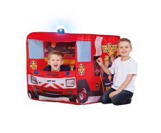 John 78208 Feuerwehrauto Sam mit Blaulicht-Spielzelt, Feuerwehrzelt, Kinderzelt, Spielhaus mit gedrucktem Motiv für Kinder, Rot