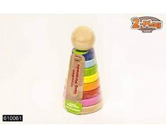 Van Manen 2Play Wood Steckspiel mit bunten Ringen, Holzpyramide, Holzspielzeug, Steckspielzeug, Spielzeug für Kinder, 610061, Mehrfarbig