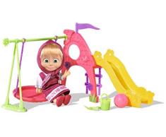 Simba 109301816 - Mascha und der Bär - Mascha Puppe mit Spielplatz
