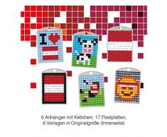 Pracht Creatives Hobby P90078-63501 Pixel Spaß Bastelset 40, für 6 Medaillons, Schlüsselanhänger, für Kinder, Jungen und Mädchen, ideal als kleines Geschenk, Mitgebsel, für den Kindergeburtstag, bunt