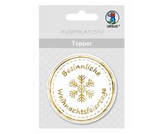 Ursus 56700013 - Topper Besinnliche Weihnachtsfeiertage, 8 Stück, weiß/ gold