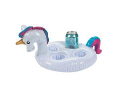 Fun Express Aufblasbarer schwimmender Einhorn-Untersetzer für Vier (Multipack mit 4 Einhörnern) – Getränke-Getränkehalter – Pool Party Zubehör