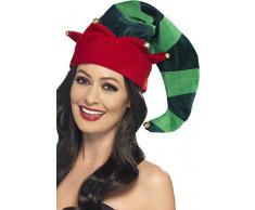 Smiffys Unisex Plüsch Elfen Hut mit Glocken, One Size, Grün, 46756