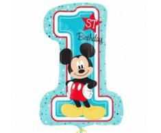 amscan 3434301 Folienballon Micky 1st Birthday, Mehrfarbig