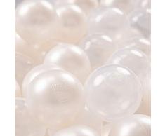 KiddyMoon 100 ∅ 7Cm Kinder Bälle Spielbälle Für Bällebad Baby Plastikbälle Made In EU, Perle/Transparent