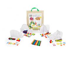 Small Foot 10666 Bastelset mit Vier 3D-Figuren zum Ausmalen mit Motiven von Die kleine Raupe Nimmersatt, inkl. Fäden, Filzelementen und Stifte, in praktischer Tragetasche, fördert die Kreativität