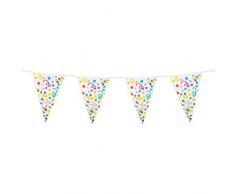 Boland 31040 Wimpelkette Confetti, 1 Stück, Konfetti, Luftschlangen, Fahnenkette, Kunststoffgirlande, Hängedekoration, Karneval, Mottoparty, Geburtstag, Kindergarten, 10 Meter