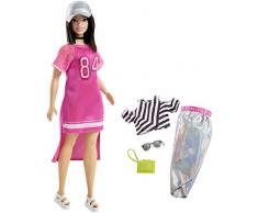 Mattel Barbie - Fashionistas Puppe und Mode Geschenkset, im silbernen Rock, mit Kappe