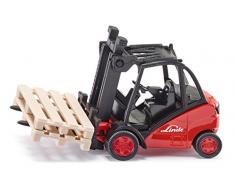 SIKU 1722, Linde Gabelstapler, 1:50, Metall/Kunststoff, Rot, Bewegliche Gabel, Inkl. 2 Paletten