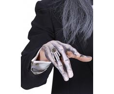 Widmann 9378H, Ring Skeletthand silber mit rotem Edelstein zu Halloween, Ringdurchmesser variabel einstellbar