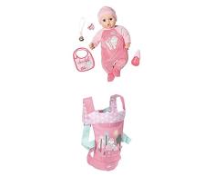 Zapf Creation 794999 Baby Annabell 43 cm, bunt + Baby Annabell Travel Tragesitz, rosa, Mint
