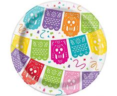 Unique Party 58684 Mexikanische Fiesta Papier Teller, 18 cm
