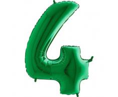 Trendario Folienballon Zahl 4 (Grün) - XXL Riesenzahl 100cm Ballon - Helium Luftballons für Geburtstag, Partydeko, Hochzeit (Zahl 0, Silber)