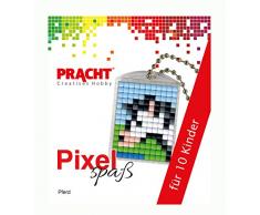 Pracht Creatives Hobby P90058-09501 - Pixel Spaß Bastelset für 10 Kinder, mit 10 Medaillons mit Pferde Motiv zum Pixeln, für Jungen und Mädchen, Kindergeburtstag, Bastelnachmittag, Schulen und Kitas