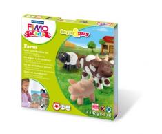 Staedtler 8034 01 LY Fimo kids form&play Set Farm (superweiche, ofenhärtende Knete, kinderleichte Anleitung, wiederverschließbare Box, Set mit 4 Fimo Blöcken, 1 Modellierstab und 1 Spielkulisse)