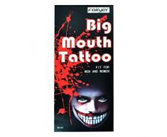 Gifts 4 All Occasions Limited SHATCHI-1425 Big Mouth temporäres Tattoo Halloween Kostüm Party Zombies M-10, multi