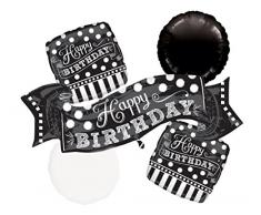 Amscan 3093501 Folienballon Set Black & White Chalkboard Birthday