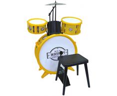 Bontempi 51 4501 Schlagzeug: Baßtrommel Ø 385 mm mit Pedal. 2 kleine Trommeln Ø 170 Becken Ø 210 mm. 2 Schlagstöcken. Echte Sounds. Inkl. Hocker. Maße: 500x500x680 mm