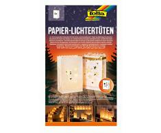folia 11910 - Lichtertüten aus schwer entflammbarem Papier, Sterne, 5 Stück, je ca. 19 x 11,5 x 7 cm, zum selbstgestalten, stimmungsvolle Tischdekoration im Advent und zu Weihnachten