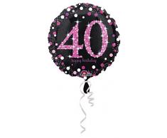 amscan 3378601 Folienballon 40.Geburtstag Celebration, Pink, Schwarz