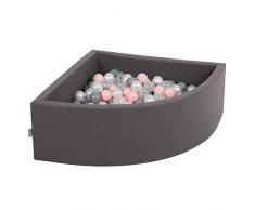 KiddyMoon Viertel Bällebad, dunkelgrau:Perle/grau/transparent/puderrosa