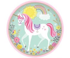 amscan 551929 AM Teller Magical Unicorn, Mehrfarbig, 23 cm