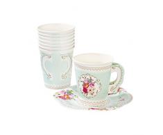 Talking Tables Truly Scrumptious; Teetassen und Untertassen mit Blumenmotiv in elegantem Vintage-Stil für Geburtstage, Teekränzchen, Hochzeiten und Partys, 250 ml (12 pro Pack)