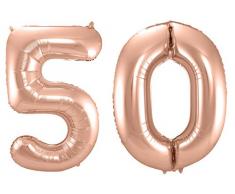 Folat 800181 - Folienballon - Zahl 50 - rosegold - ca. 86 cm hoch